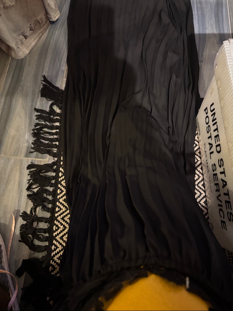 Black One-Shoulder Lace-Trim Midi Dress - P2p16, Length 50 — image 7 of 8